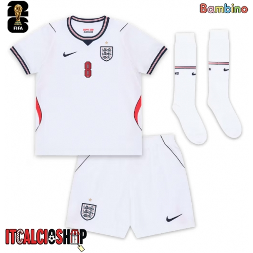 Inghilterra Elliot Anderson #8 Prima Maglia Bambino Mondiali 2026 Manica Corta (+ Pantaloni corti)